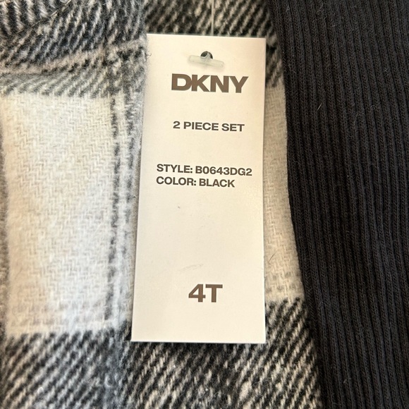 DKNY 4T 2 Piece Set - Flannel Plaid Button-Down Shirt & Leggings. NWT - Picture 11 of 13